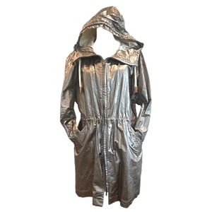 Belstaff Waxed Metallic Canvas Hooded Coat